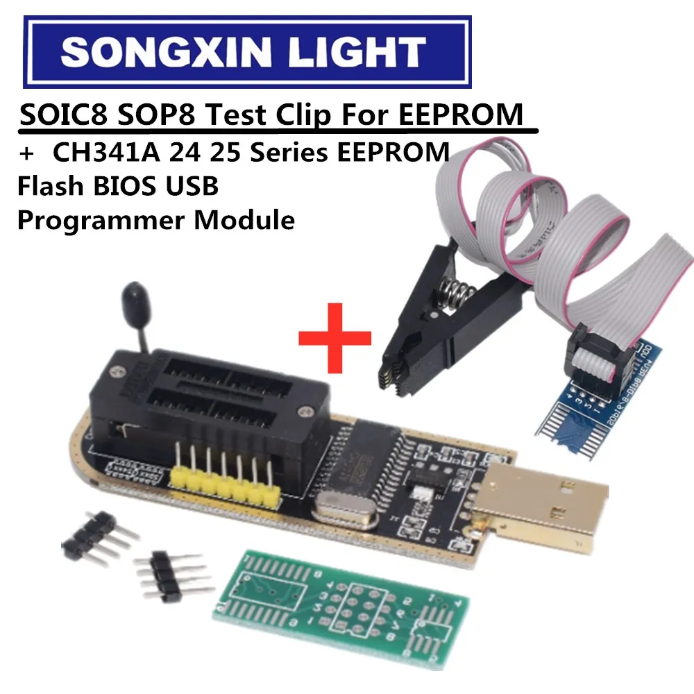 Программатор для Flash BIOS USB серии CH341A 24 25 1 шт. + тестовый зажим SOIC8 SOP8 EEPROM 93CXX / 25CXX 24CXX|Интегральные схемы| |