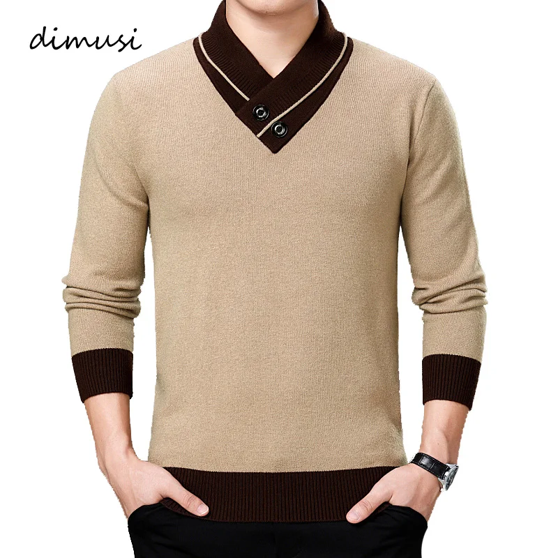 

DIMUSI Autumn Winter Mens Sweater Casual Turtleneck Solid Color Sweater Mens Double-Collar Slim Fit Knitted Pullovers Clothing