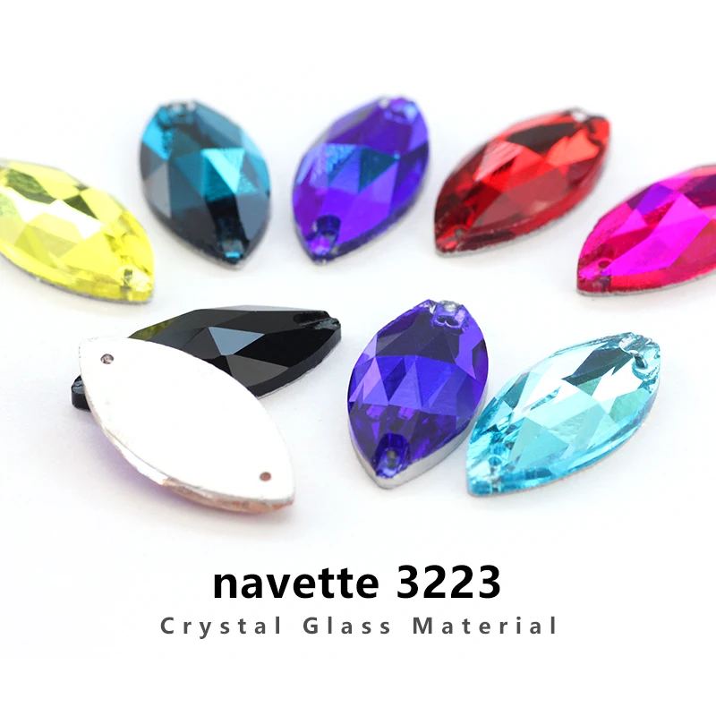 Стразы всех размеров и цветов для шитья ab glass 3223 navette пришивные камни аналогичные