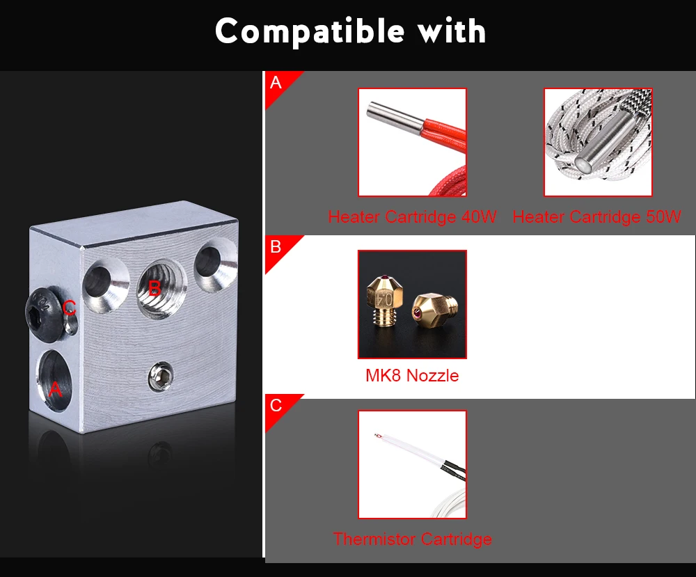 Высокое качество CR10 тепловой блок Mk8 силиконовый носок для CR10 J-head Hotend Ender3 MK9 3d принтер запчасти экструдер