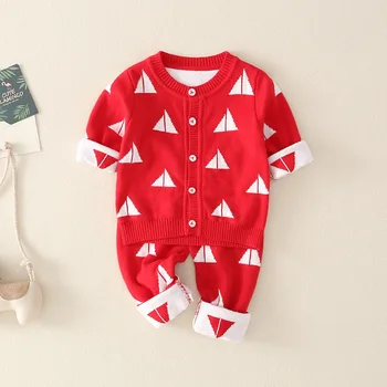 

Newborn Baby Girl Clothes Autumn Long Sleeve Knitwear Tops + Trousers Infant Kids Boys Outfit Set Winter Cotton Knitted Costumes
