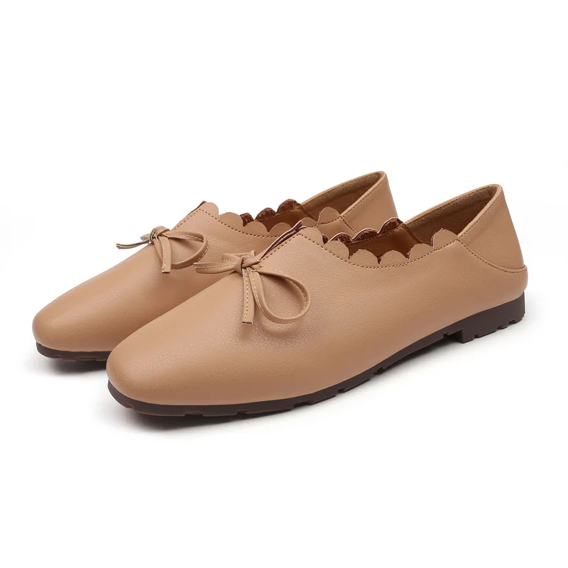 

Women's shoes spring, summer and autumn, new square head super soft flat shoes, bow, two wearing shallow mouth tendon shoes