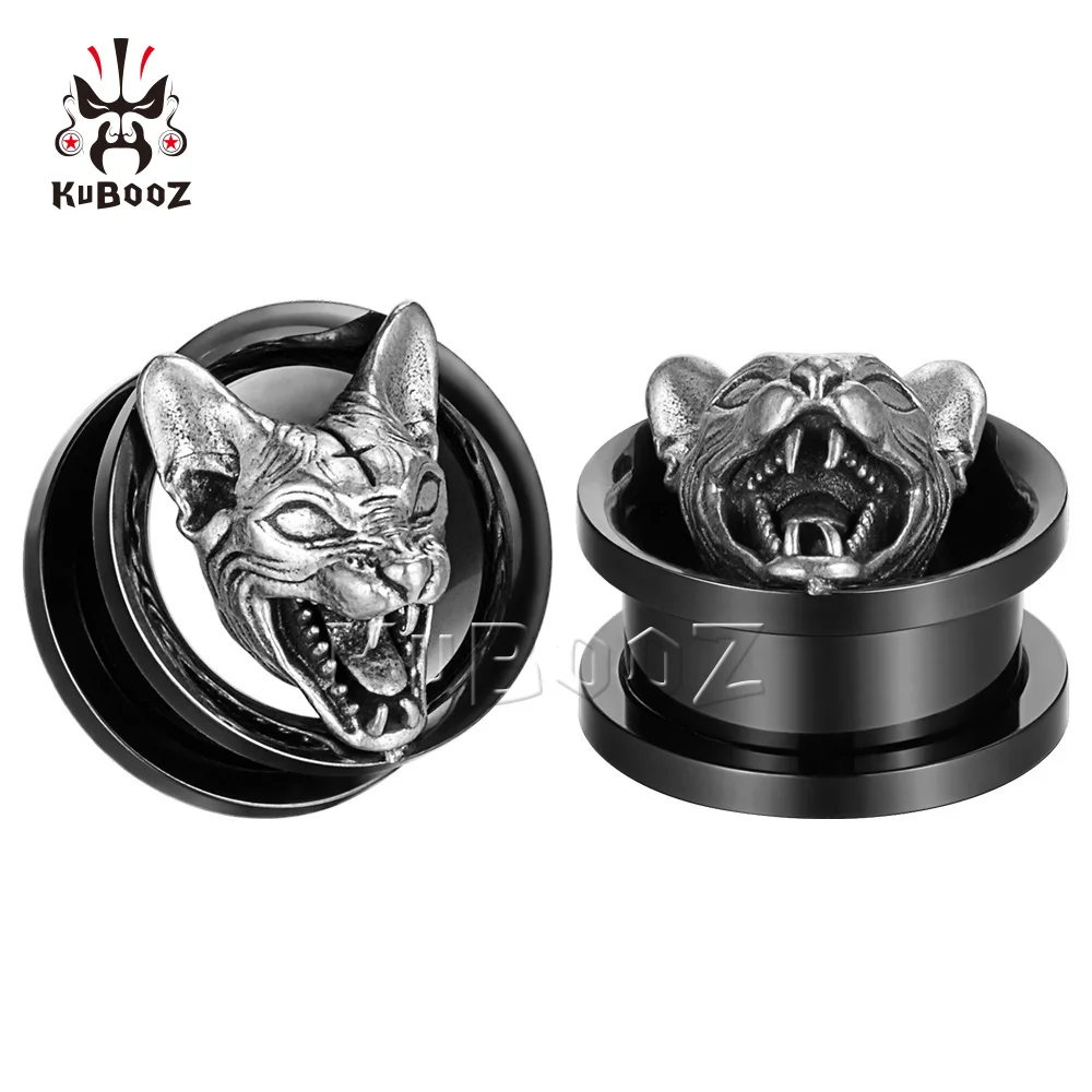 Piercing Jewelry Ear Piercing Jewelry Metal Jewelry Body Piercing Jewelry Body Jewelry Stainless Steel Cross Cat Head Ear Piercing Plugs Gauges Expanders Ear Tunnels Stretchers