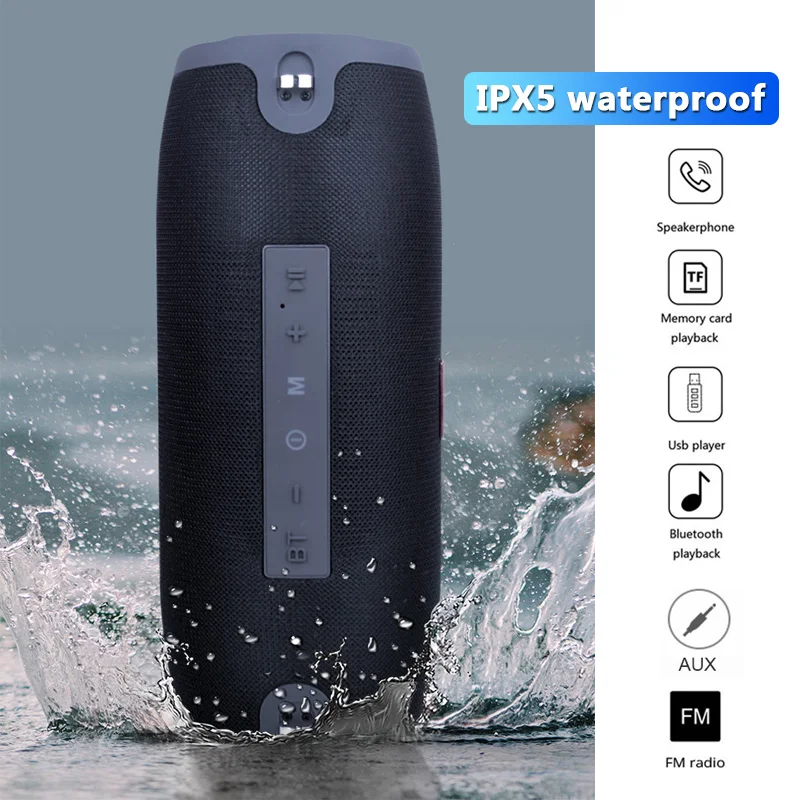 Bluetooth колонка 20 Вт бас водонепроницаемая Портативная FM радио сабвуфер AUX USB TF