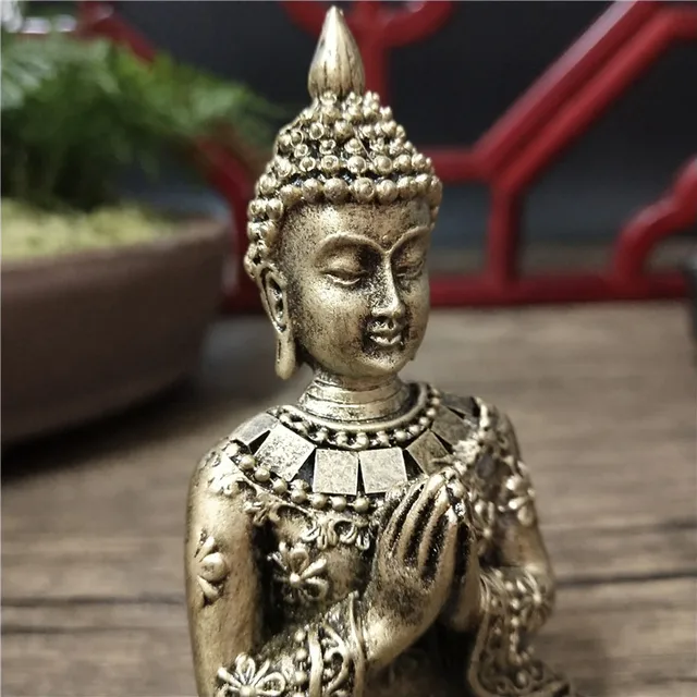 Statues de bouddha thaïlandais, décoration de maison, couleur Bronze, artisanat en résine, Sculpture de bouddha de méditation, Figurines Feng Shui, ornements 5
