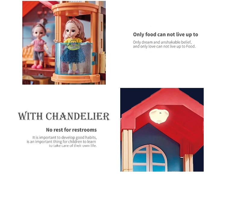 Princess Diy Villa Doll House Plastic Game Doll House Furniture Kit And Digital Assembly Puzzle Toys For Girls And Children Kids 27Inch