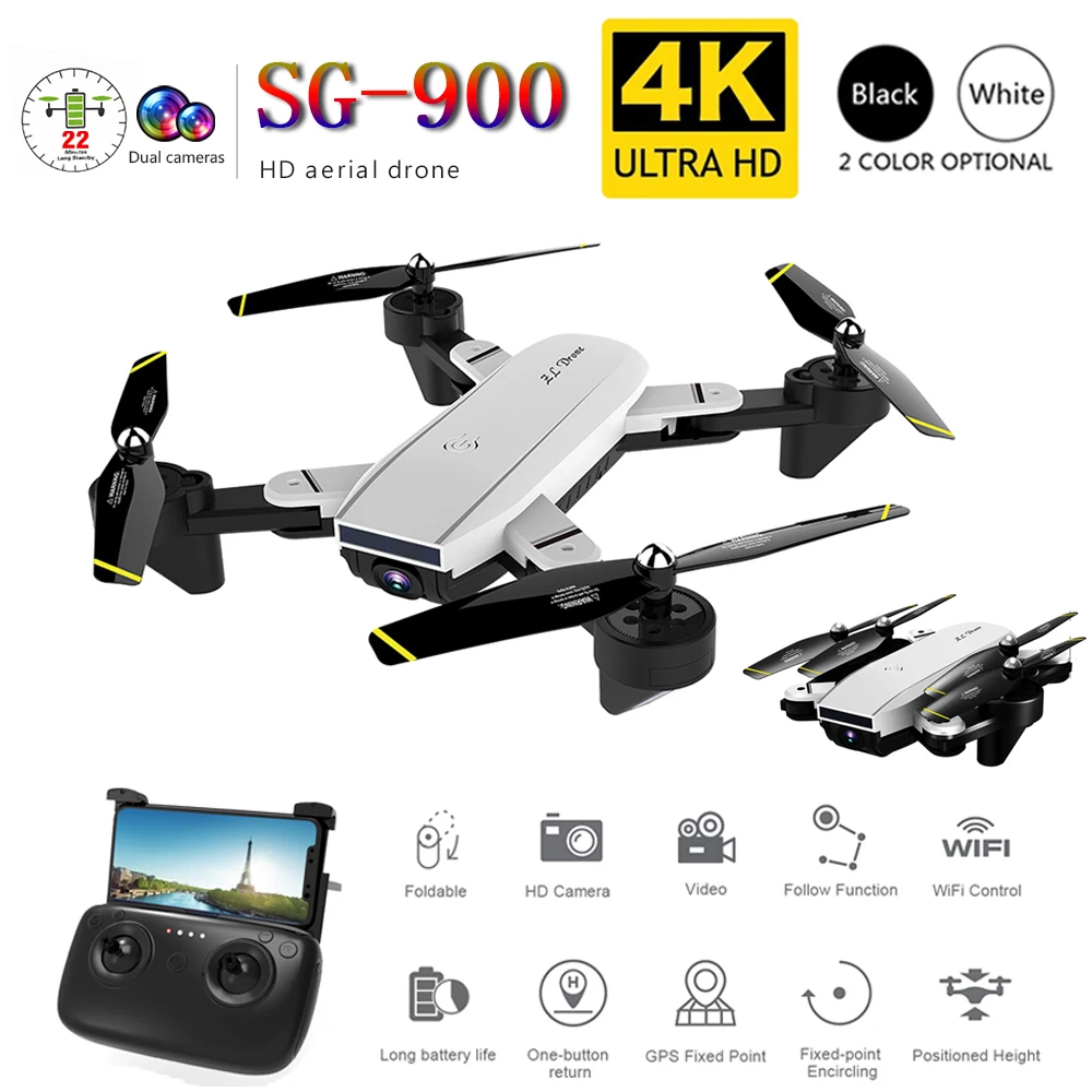 

SG900 Wifi RC Drone with 4K/1080P HD Dual Camera GPS APP Flow Aerial Quadrocopter FPV Professional Camera Drones with Bag Case