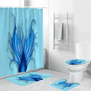 

Mermaid Shower Curtain For Bathroom Cartoon Mermaid Tail Print Bathtub Curtains Waterproof Polyester Bath Curtain with Hooks
