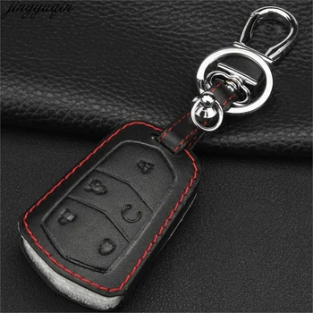 

Leather Car Key Case Cover For Cadillac Escalade ESV XTS ATS CTS CT6 XT5 BLS Key Ring Smart Key Holder