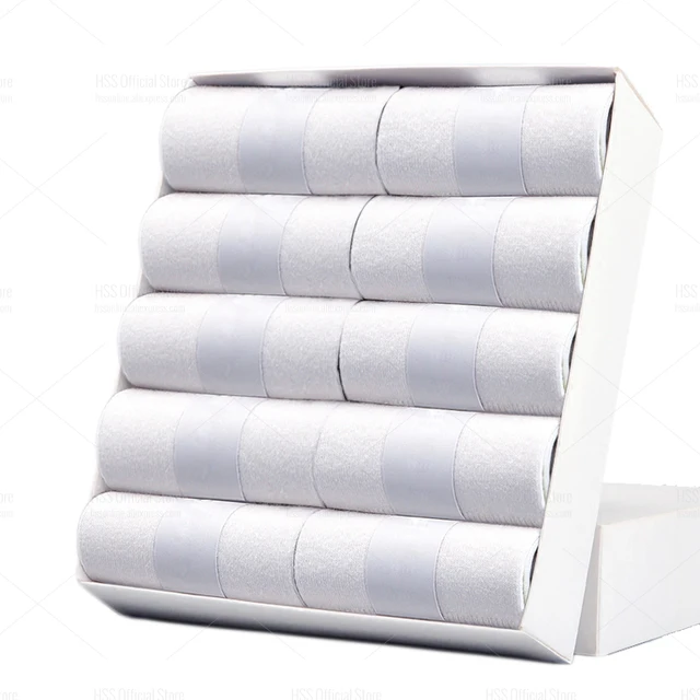 HSS Brand Men's Cotton Socks New Style Black Business Men Socks Soft Breathable Summer Winter for Male Socks Plus Size (6.5-14) 10 Pairs White