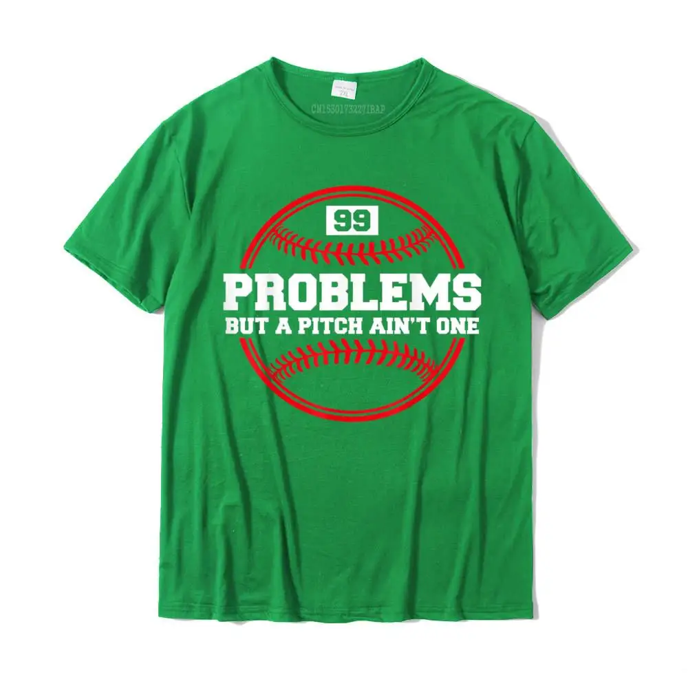 Crewneck 3D Printed 100% Cotton Fabric Men T-shirts Simple Style Short Sleeve Tops Shirt Oversized Normal Tee-Shirts Funny Baseball T-shirt - 99 Problems but a Pitch Ain't One__MZ16838 green