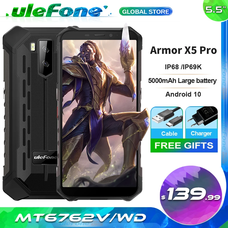Ulefone Armor X5 Pro IP68/IP69K прочный телефон 5000 мАч большой аккумулятор Android 10 0 Dual SIM LTE 4G