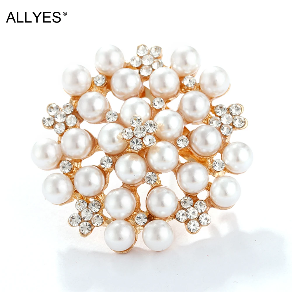 ALLYES Charm Стразы брошки Жемчужный Цветок для женщин шарф свитер пальто платье