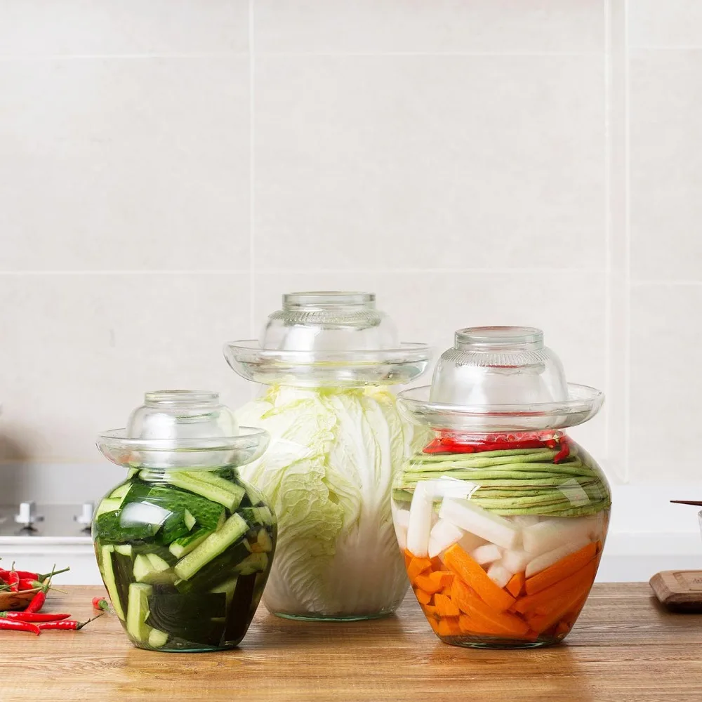 1 шт., корейский стеклянный контейнер, Kimchi Jar, кухонные утолщенные маринованные банки, бытовые маринованные банки, маринованные банки, цилиндрические Герметичные банки