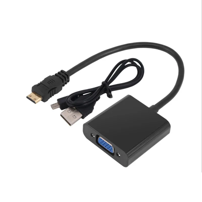 

Mini HDMI to VGA with Audio Cable Mini HDMI Male Adapter to VGA Female Built-in 1080p Chipset Converter For Xbox 360 PS3 HDTV