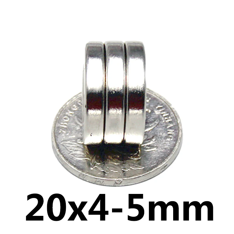 

50/100/150pcs 20x4 Hole 5mm Super Strong Ring Loop Countersunk Magnet Rare Earth Neo Neodymium Magnets Cylinder 20*4-5mm