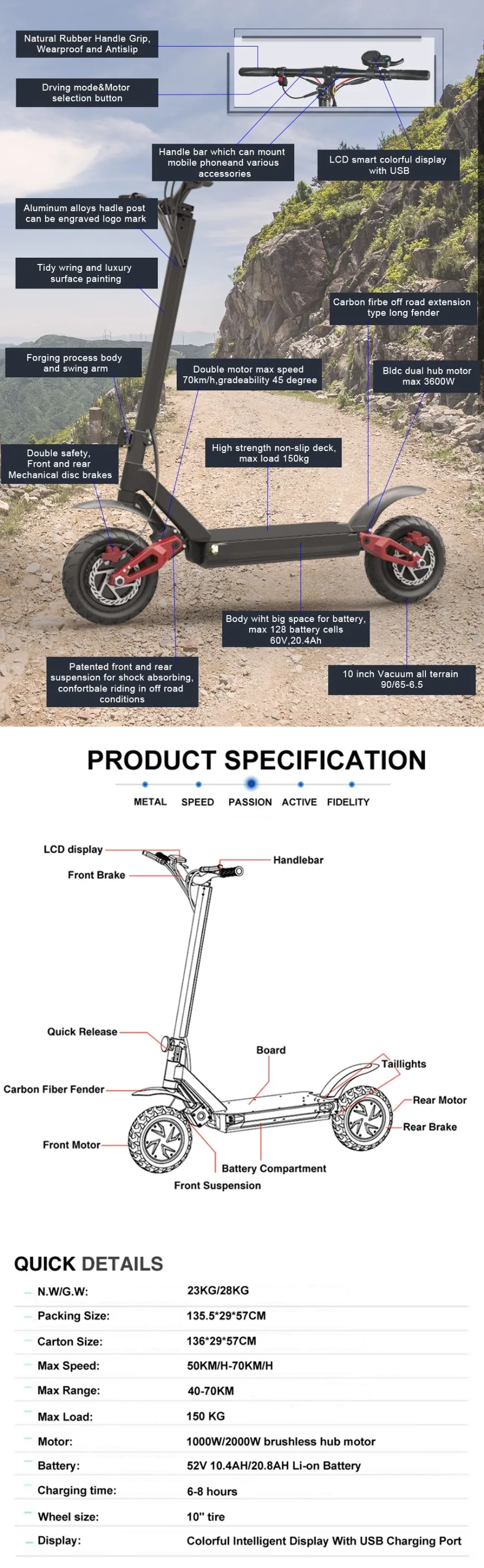 60V Electric Drifting Scooter 3600W E4-9 EcoRider E Cool Kick Scooter Foldable with Anti Theft Function