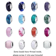 2020 yeni orijinal 100% 925 ayar gümüş cam boncuk ahşap taş Murano çiçek Charms Fit bilezik DIY kadınlar takı(China)