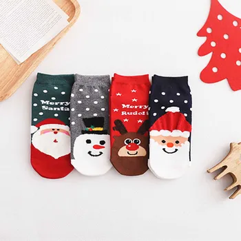 

4 Pairs Christmas Socks Print Cartoon Funny Socks Cotton Warm Winter for Party New Year Short Socks Men Women Socks Cute Socks