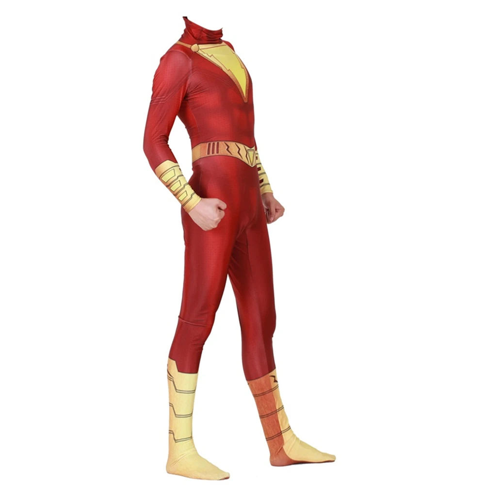 Капитан Shazam с героями комиксов Марвел, костюм зентай для косплея Билли Бэтсон боди супергероя костюм плащи-комбинезоны