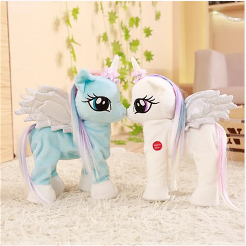 Brinquedo de Pelúcia com a Linha Bicho de Pelúcia Brinquedo para Crianças Presentes de Natal Engraçado Brinquedos Unicórnio Curta Elétrica Música Eletrônica 5 a linha Curta Elétrica Unicórnio Bicho de