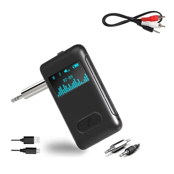 

Bluetooth 5.0 Receiver LCD Display Sn Music Wireless o Adapter with Mic for Speaker Car Transmitter