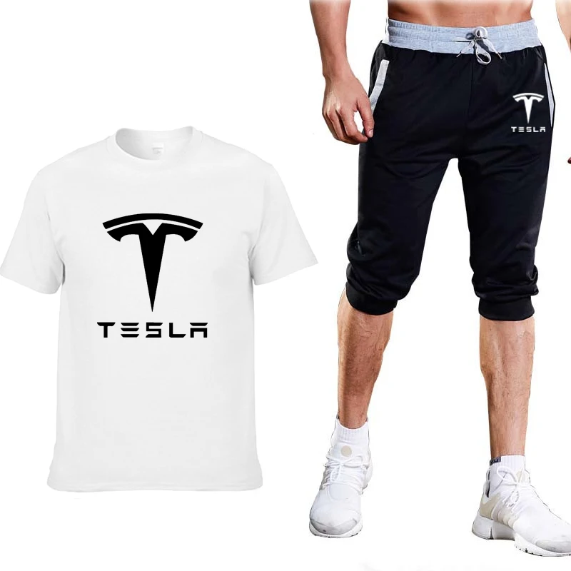 Tesla Men Summer T Shirts Pants suit