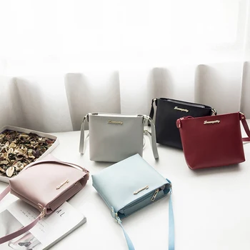 

Women Messenger Bag Fashion Solid Color Phone Coin Bag PU Leather Shoulder Bag Cute Wild Of The Slung Small Square Bag