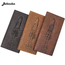 Bokinslon, мужской модный кошелек, длинный, деловой, крокодиловый, многофункциональный, большой емкости, трендовый, мужской кошелек