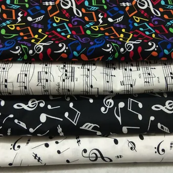 

20x24cm 4pcs Pretty Colorful Black White Music Note Printed Cotton Fabric Bundle Small Size DIY Sewing Patchwork Decoration
