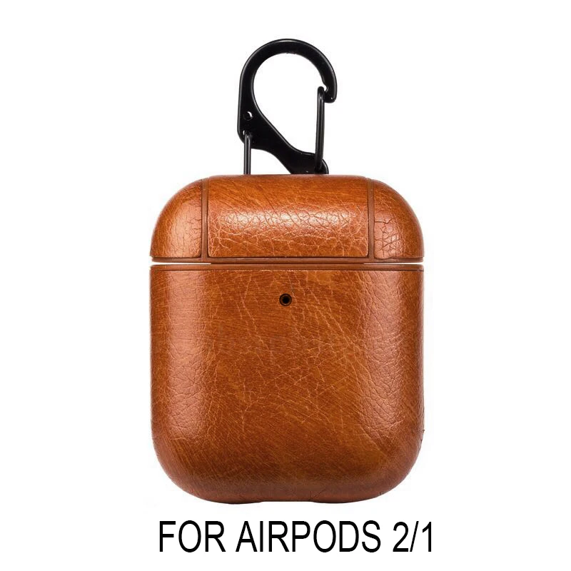 Чехол для Airpods 2 1 коробка для наушников чехол для Apple Airpods Pro 2 1 противоударный мягкий чехол для зарядки чехол с крючками - Цвет: Light Brown