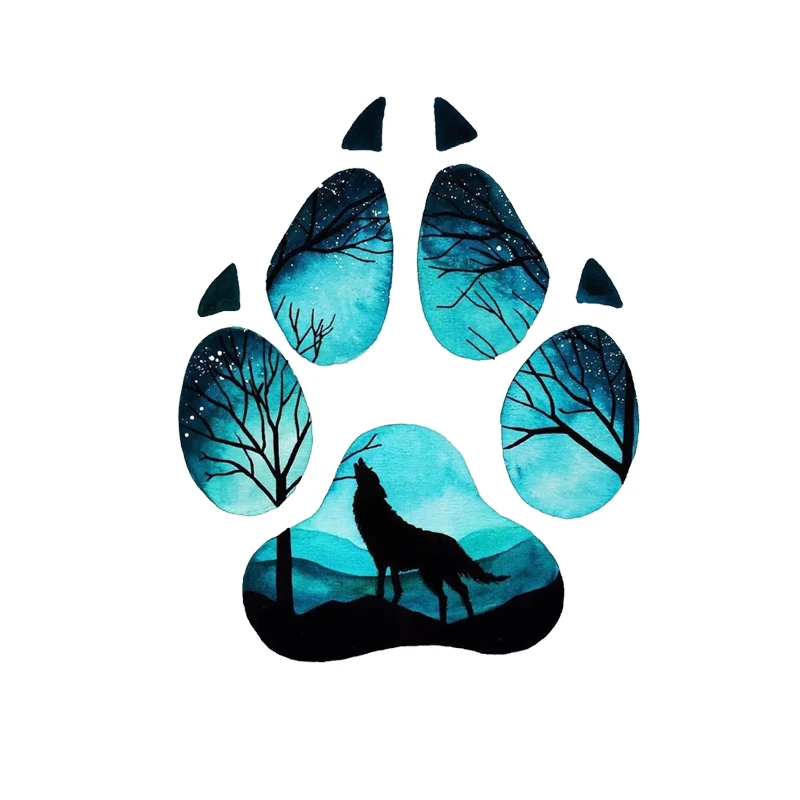 

Personality car sticker13CM*16CM Creative Wolf Footprint Puzzle Decal PVC Motorcycle Car Sticker