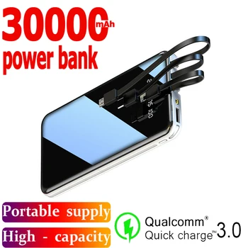

Mobile Power Bank 30000mAh Full Screen 3USB Portable Outdoor Emergency Fast Charging External Battery for Samsung Xiaomi Iphone