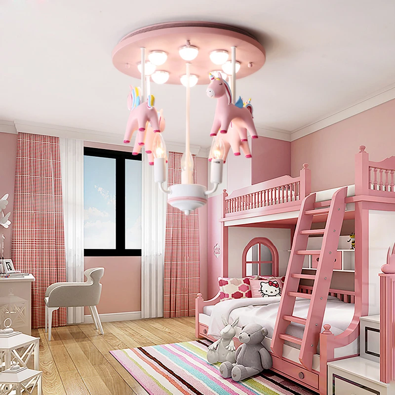

Pink carousel Design led ceiling lights lamp with Remote control for child bedroom babyroom lamparas de techo