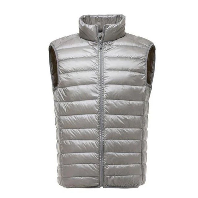 Men Thin Domn Vest Casual Light Men Down Vest Top Selling Zipper Big Size New Arrival 6 Colors Male White Duck Down Vest MWB014 Grey