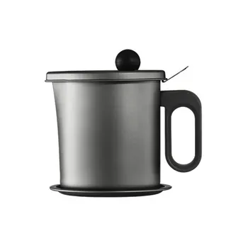 

Kitchen Storage Oil Strainer Grease Pot 1.7l Aluminum Oil Storage Can Container With Fine Mesh Filter Dust Lid Anti Slip Plate
