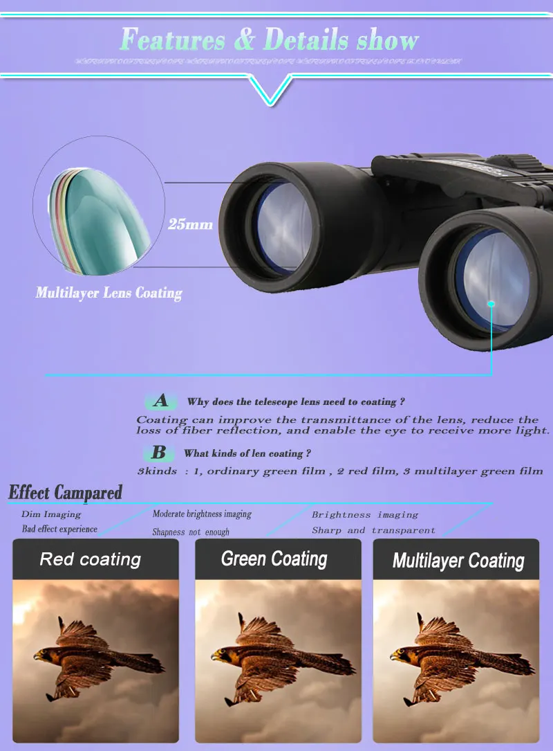 ZIYOUHU 10x25 складной бинокль HD Vision FMC Lenes покрытие 100 м/1000 м длинный диапазон Компактный Мини бинокулярный Складной телескоп