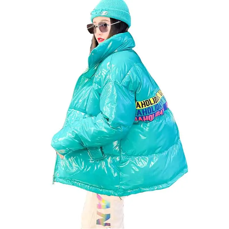 

Winter Letter Women Coat 2023New Fashion Warm Thick Contrast Women Down Jacket White Duck Down Glossy Women Down Jacket NBH319