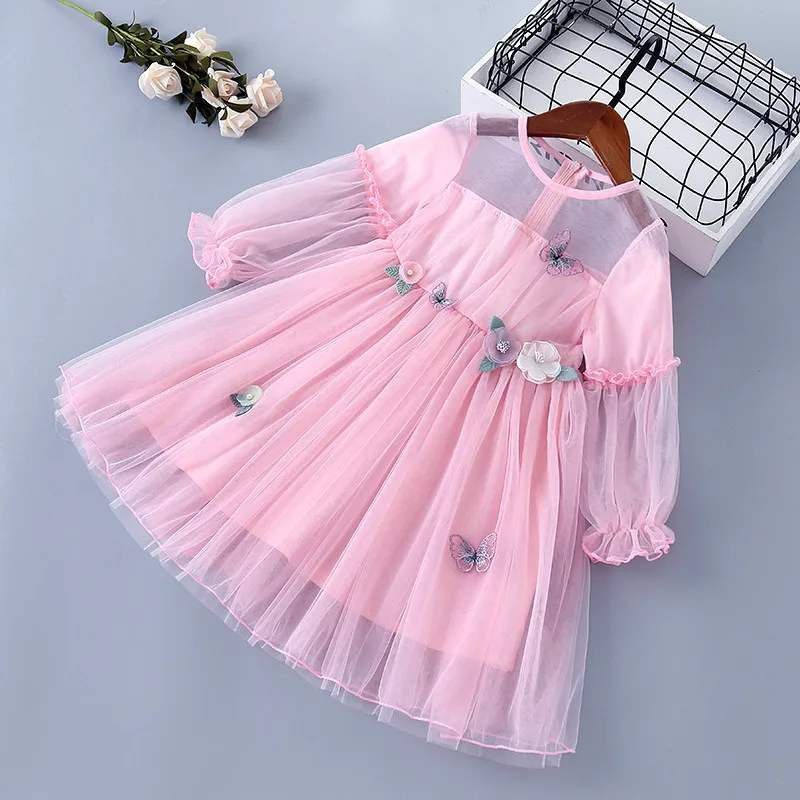 Girls Cartoon Mesh Dress 2
