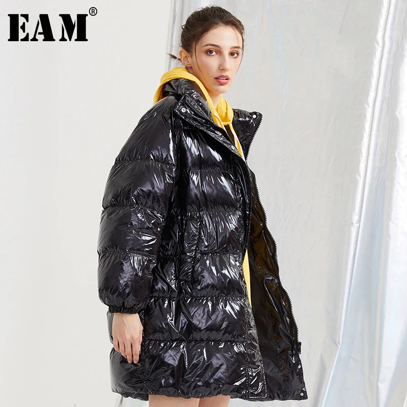 

[EAM] Loose Fit Multicolor Big Size Yellow Down Jacket New Long Sleeve Warm Women Parkas Fashion Tide Autumn Winter 2019 1B812