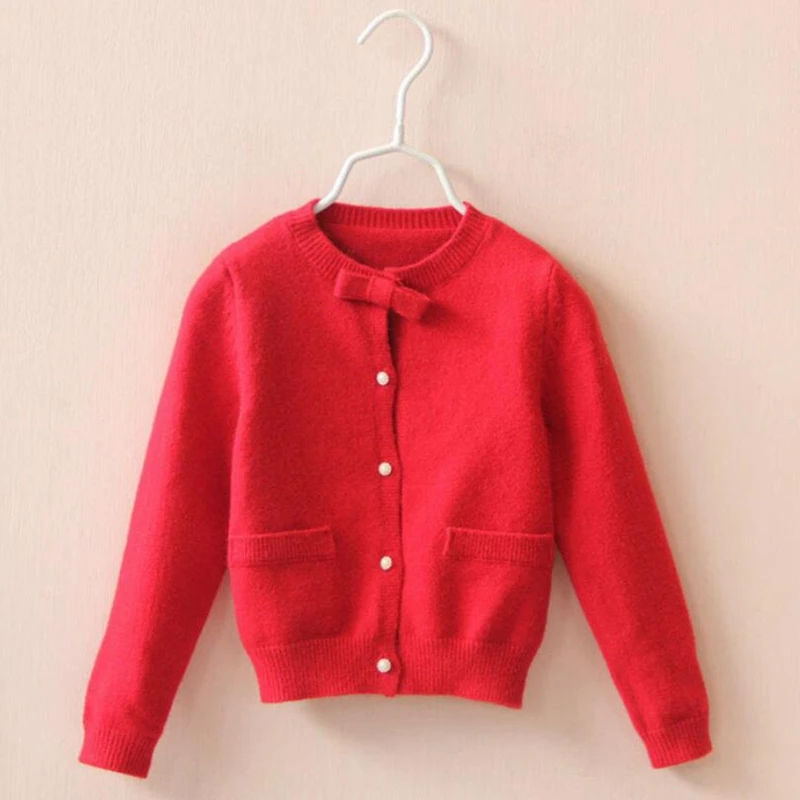 Весенне-осенний свитер для девочек; Детский кардиган с длинными рукавами; вязаная одежда для школьниц; детские пальто и куртки для малышей и подростков