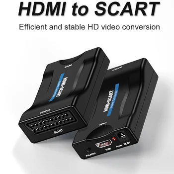 

1080P HDMI to Scart Converter Audio Video Adapter Upscale Converter AV Signal Adapter HD Receiver TV DVD for PC/Smartbox