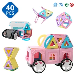 Ensemble de Construction magnétique de grande taille 40 pièces, jouets éducatifs pour enfants 