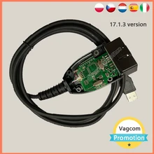 Vagcom 17.1.3 hex + pode odb2 vag com 17.1.3 ferramentas de diagnóstico do carro automático cabo para vw francês alemão