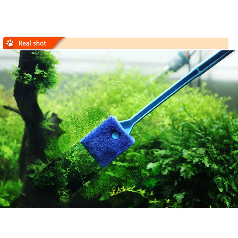 

Aquarium Algae Scraper Double Sided Fish Tank Sponge Brush Long Handle Glass Scrubber