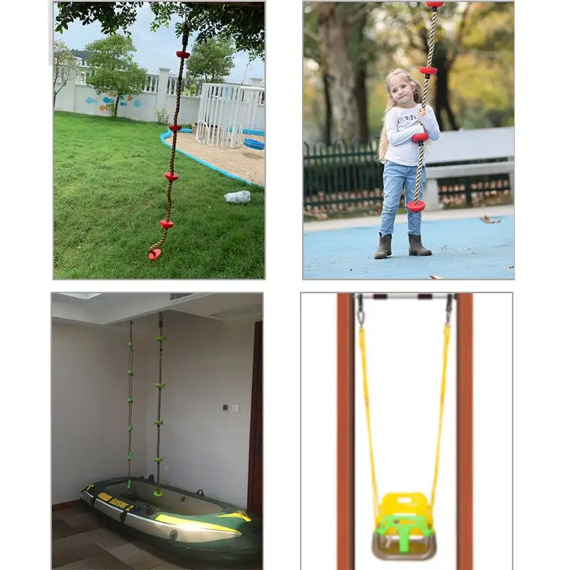 Jungle Gym Climbing Rope with Platforms and Disc Swing Seat Fitness Swing Set Kids Birthday Gift Toy Garden Outdoor Playground A