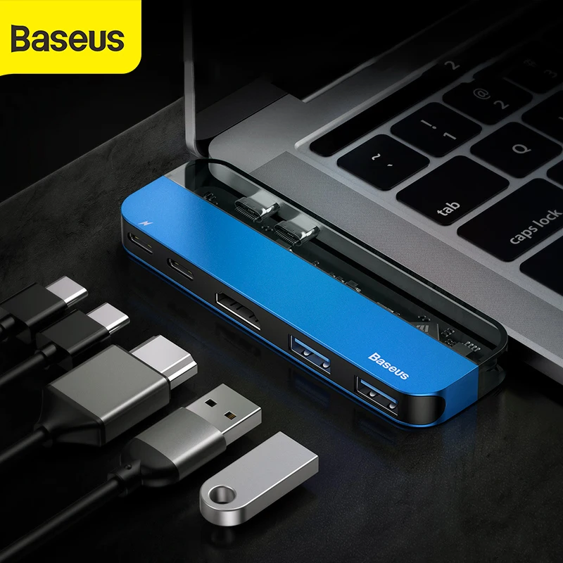 Baseus usb хаб с двумя USB 3 0 C концентраторами для MacBook Pro 4K HD PD Surface HDMI Thunderbolt мульти Тип