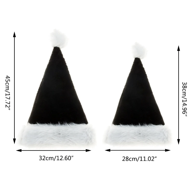 red Black Plush Christmas Hat Plush Xmas Hat for Adults Kids Comfortable Santa Claus Cap Party Supplies Gift Christmas Decor