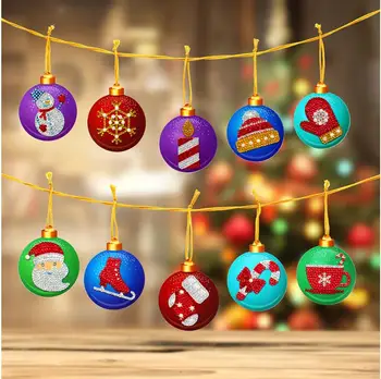 

5d Diy Diamond Painting Accessories Christmas Tree Pendant Hanging Ornament Christmas Tree Decoration Sock Santa Man Balls Gift