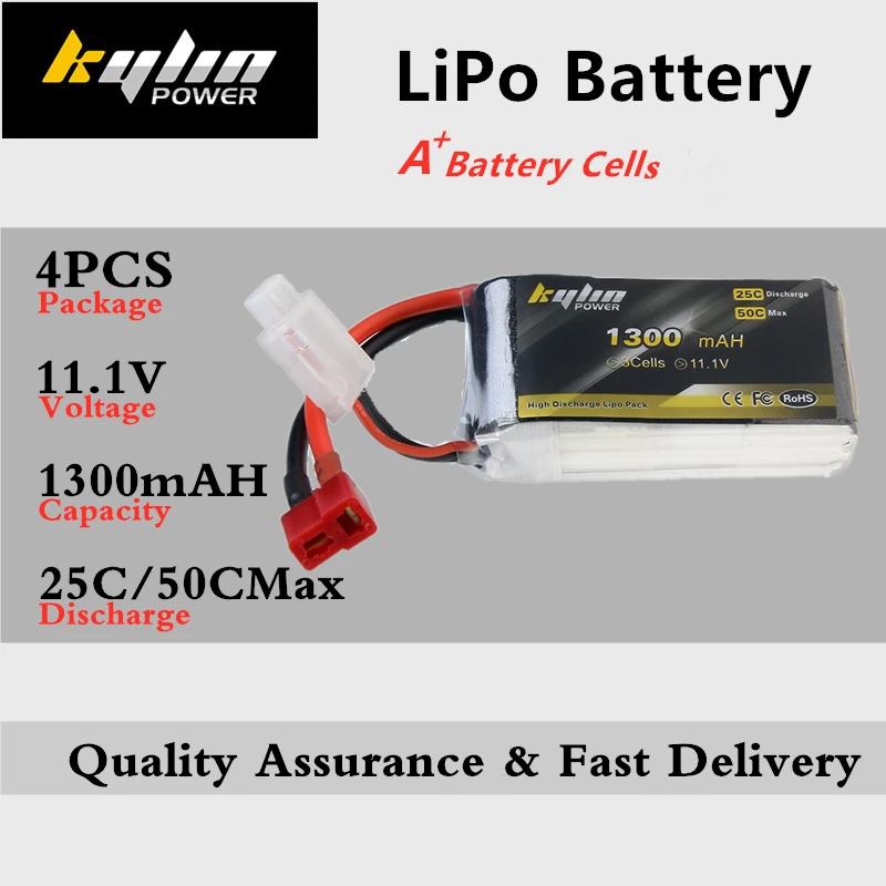 

4PCS Lipo Battery 3S 11.1V 1300mAh 25C/50C Max For RC Drones Quadcopter Airplane Multicopter Helicopter high-rate Lithium Batter